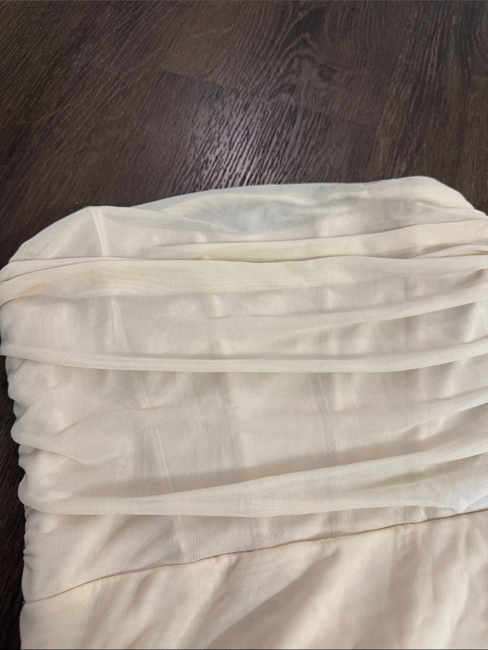 Strapless Cream Ruched Mini Dress - Picture 4 of 5